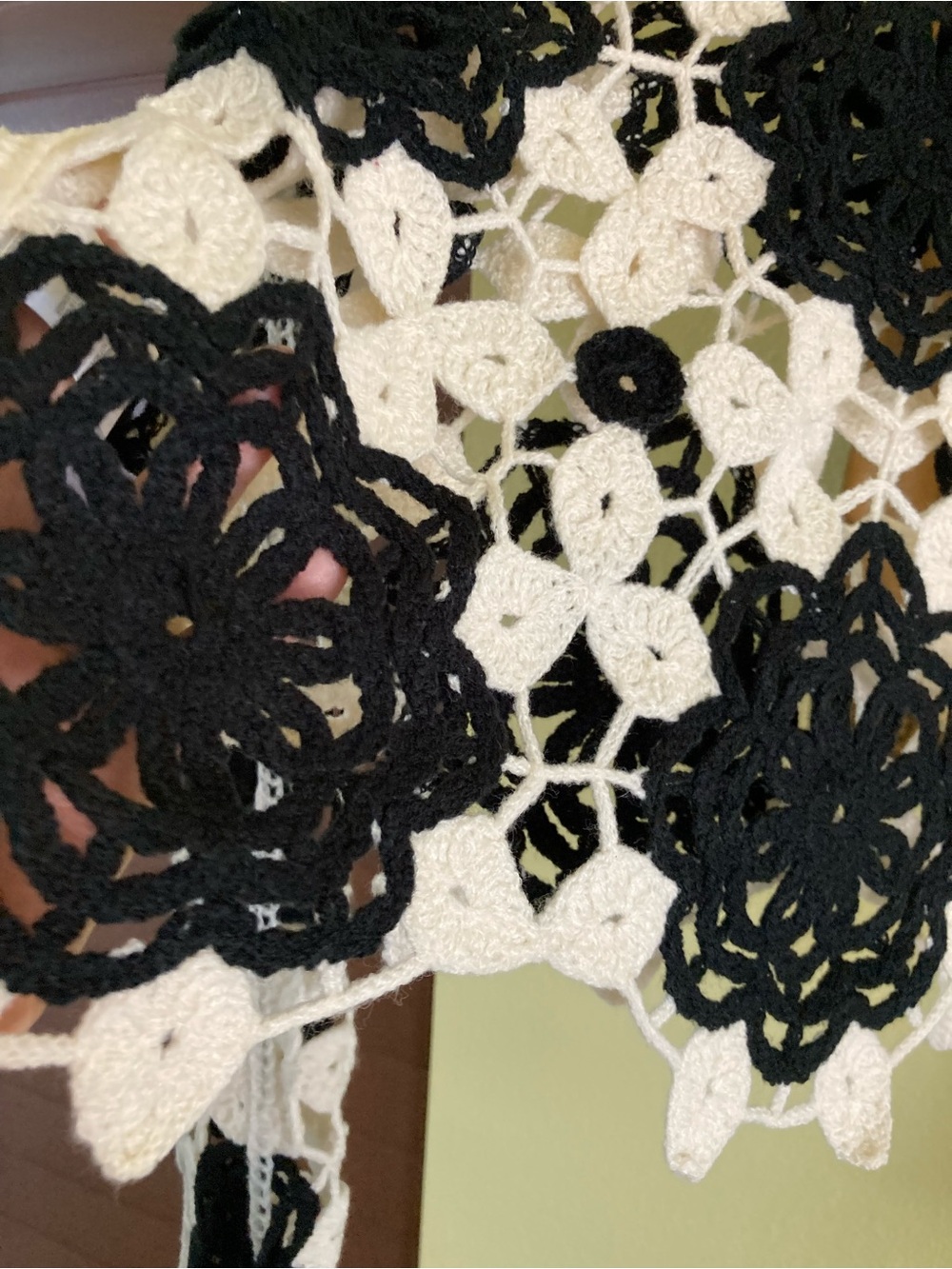 cloth & stone Black and White Crochet Lace Crewneck Sweater - Picture 8 of 10